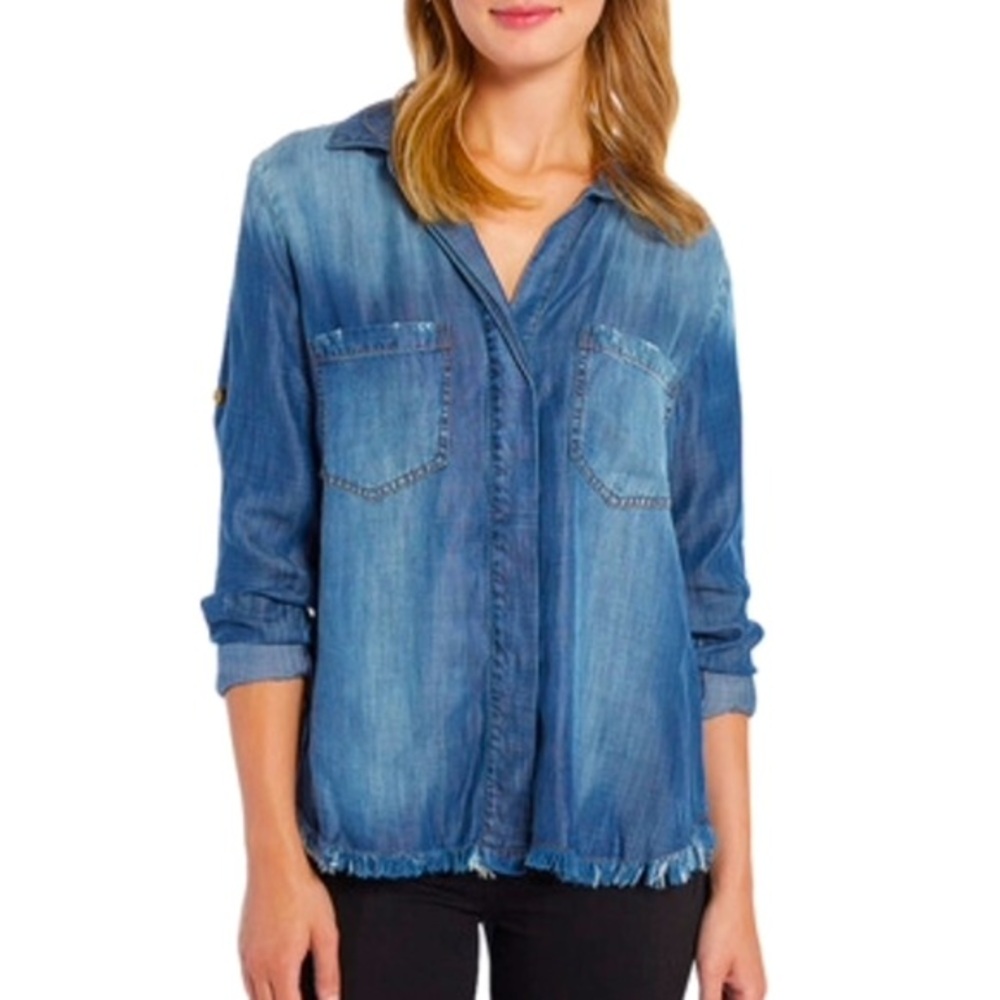 NWT $172 retail! Bella Dahl split back button up chambray top